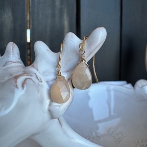 14KGF Peach Moonstone Dangle Earrings